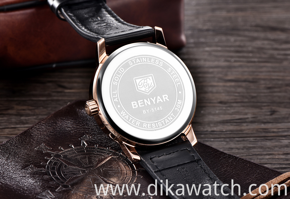 New Luxury Brand BENYAR Watches Men Leather Quartz Watch Reloj Hombre Sport Clock Fashion week Date Watch Male relogio Masculino